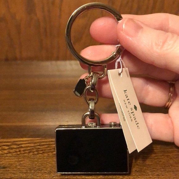 NWT-Kate Spade-3D Camera 📷 Keychain/Bag Charm-Glass Stone Lens-Black & White-$99 - Picture 3 of 12